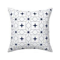Moroccan Star 1 - White and Deep Navy