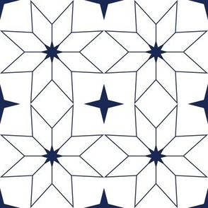 Moroccan Star 1 - White and Deep Navy