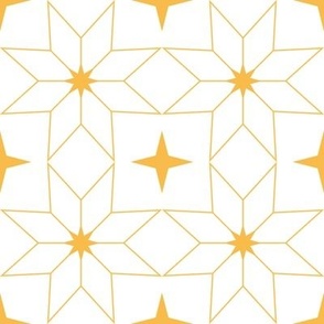Moroccan Star 1 - White and Golden Yellow