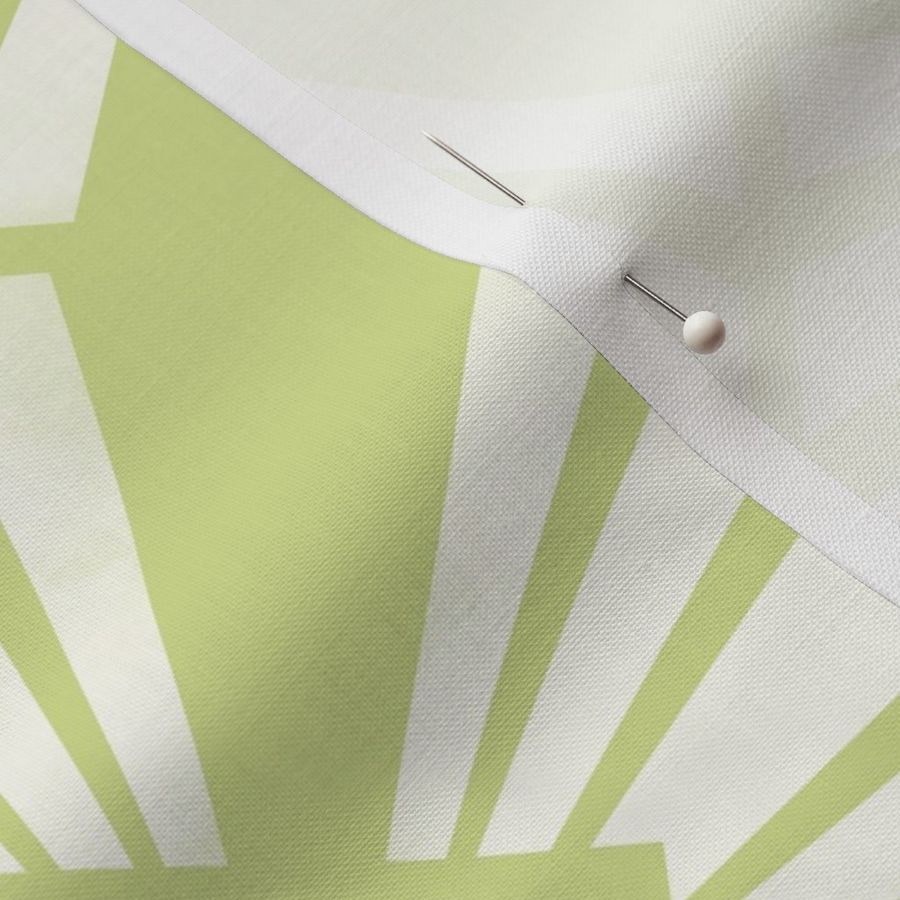 Art Deco 20s Geometric Sunbeams light green pastel white chartreuse