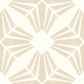 Art Deco 20s Geometric Sunbeams beige white