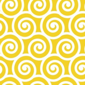 Bold Swirls on Bright Yellow F4D225: Medium