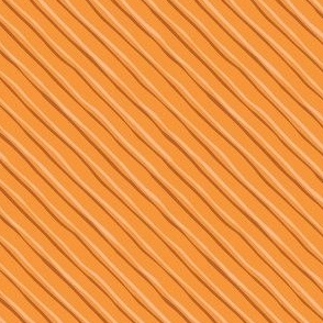 Micro Hand Drawn Diagonal Stripes in Saffron Orange