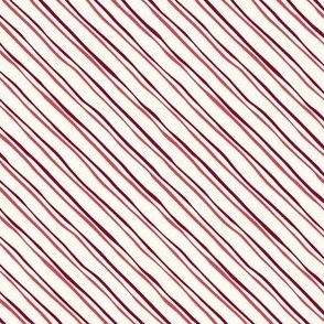 Micro Candy Cane Peppermint Stripes in Cranberry Red, Christmas Pink, and Natural Off-White