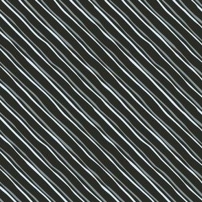 Micro Hand Drawn Diagonal Stripes in Neutral Soft Black