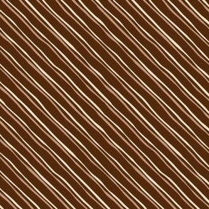 Micro Hand Drawn Diagonal Stripes in Neutral Mahogany Dark Brown