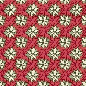 (Small) Natural Off White Retro Poinsettias Festive Christmas Floral on Christmas Pink