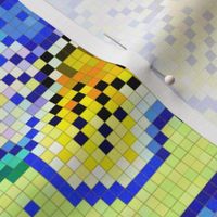 Celestial Blue and Yellow Pansy Pixel Art 