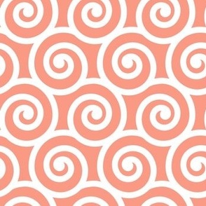 Bold Swirls on Pantone Peach Pink fa9a85: Small