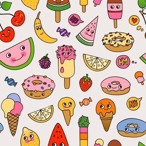 Kawaii Sweets and Fruits Doodles
