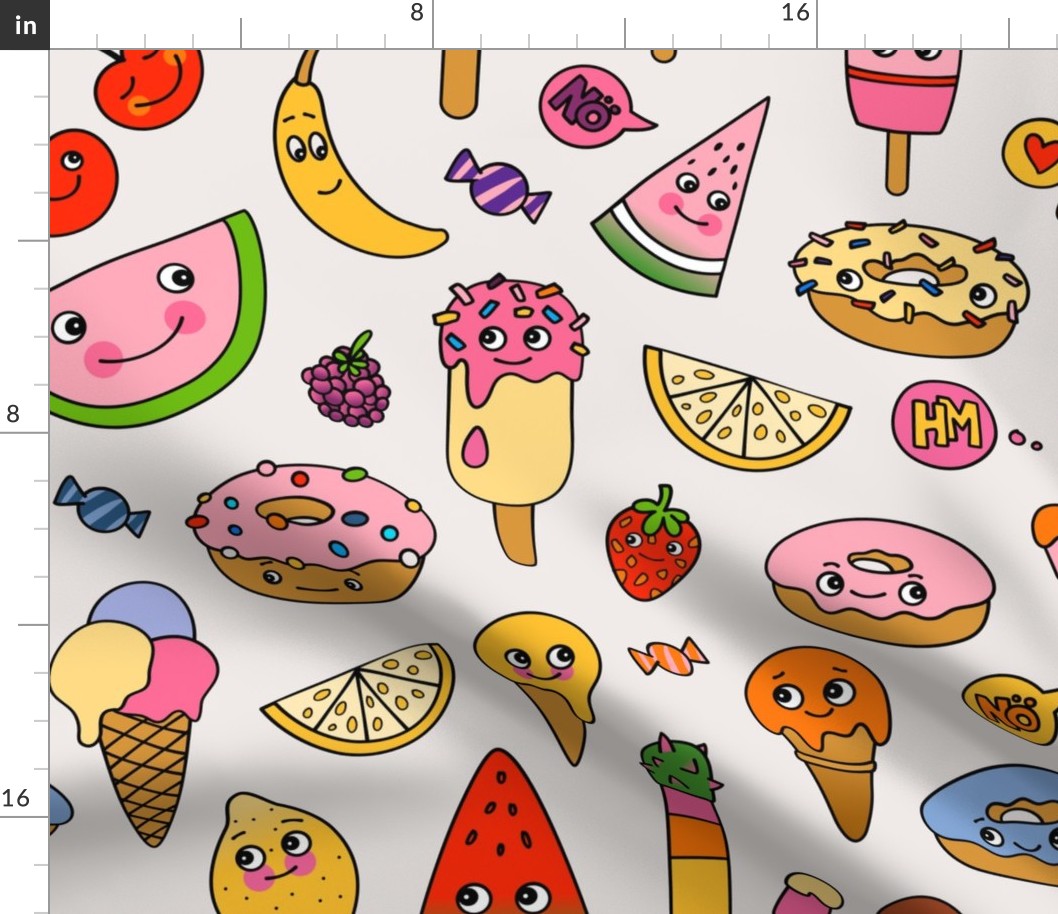 Kawaii Sweets and Fruits Doodles