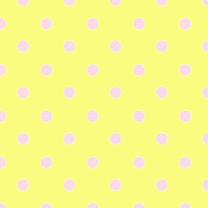 Happy Polka Dot Circles // Light Lemon Yellow &  Soft Pink 