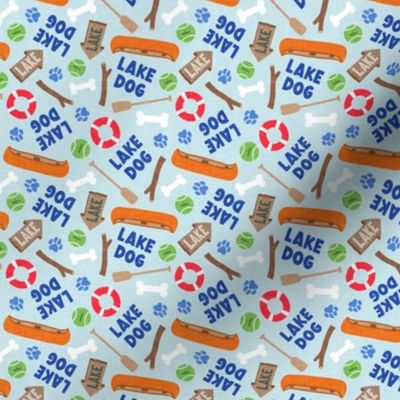 (small scale) Lake Dog - To the lake summer dog fabric - blue - LAD24