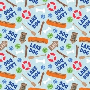 (small scale) Lake Dog - To the lake summer dog fabric - blue - LAD24