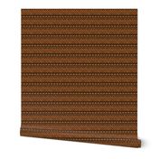 Christmas Quilt Binding Stripes | Micro Christmas Stars, Leaves, and Candy Stripes on Mahogany Brown