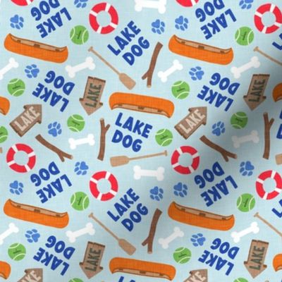 Lake Dog - To the lake summer dog fabric - blue - LAD24