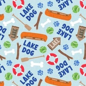 Lake Dog - To the lake summer dog fabric - blue - LAD24