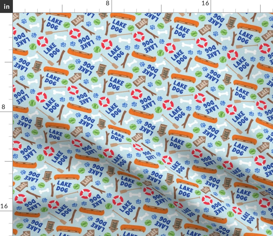 Lake Dog - To the lake summer dog fabric - blue - LAD24