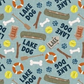 Lake Dog - To the lake summer dog fabric - dusty blue - LAD24