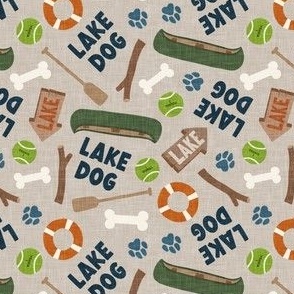 Lake Dog - To the lake summer dog fabric - khaki - LAD24