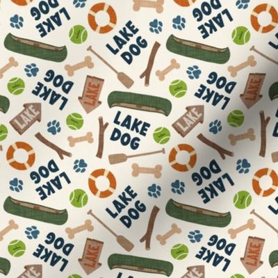 Lake Dog - To the lake summer dog fabric - cream - LAD24