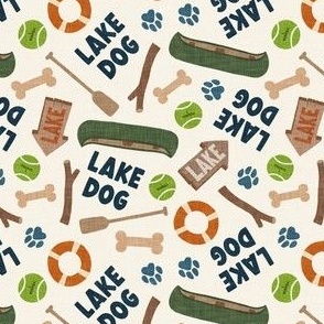 Lake Dog - To the lake summer dog fabric - cream - LAD24