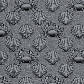 Little Crabs On Tye Half Shell Black And  Grey 