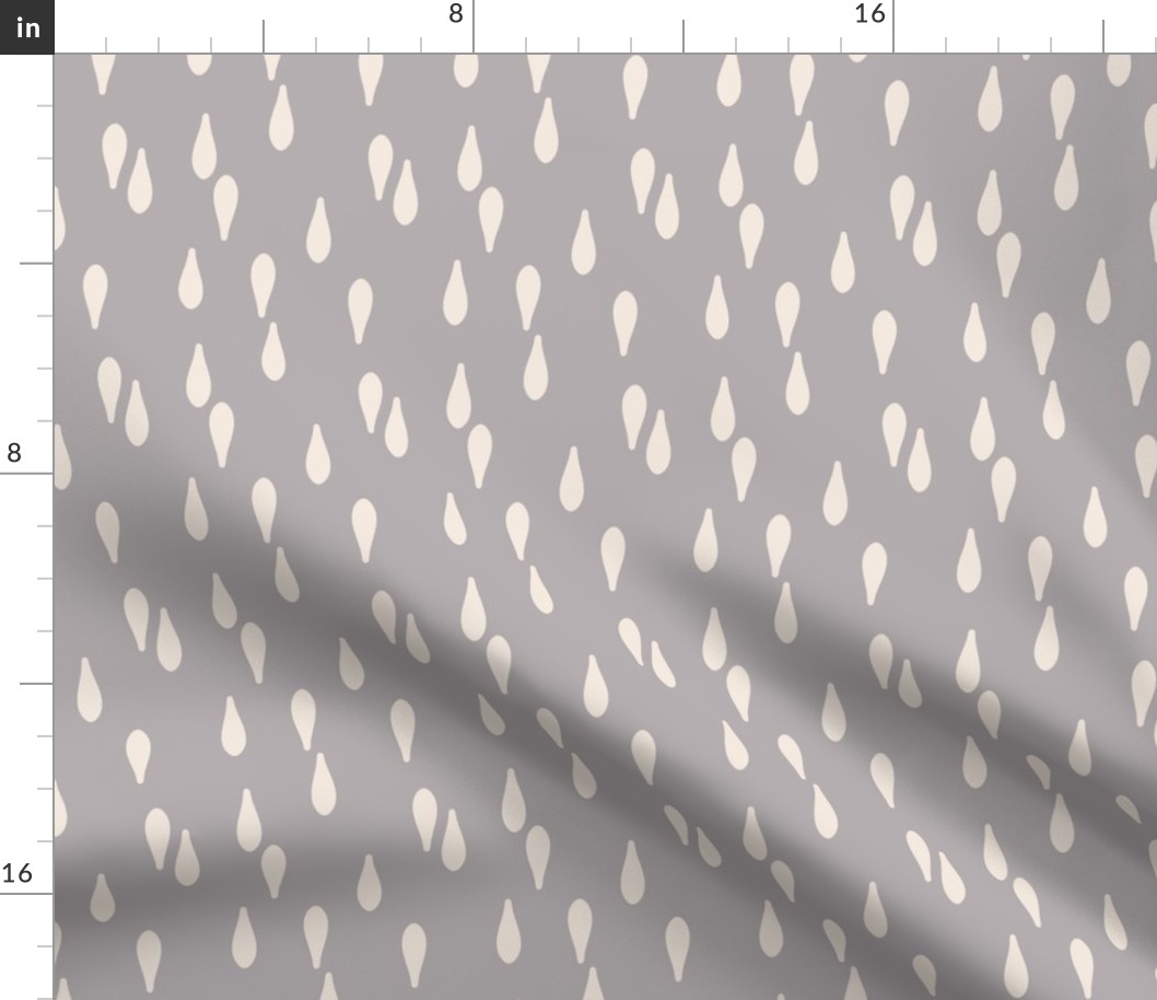 Falling raindrops in beige on light grey background