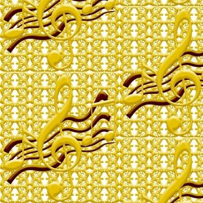 Gold Metal Grid And Musical Notes 1