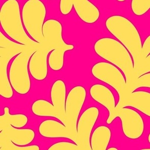 Sunny Yellow and Magenta- Bubbly Leaves Collection
