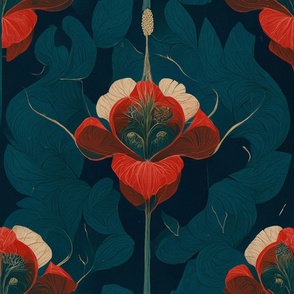 Abstract Folk-Art Poppies 13