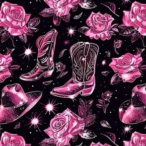 Pink Sparkle Cowboy Hats and Boots