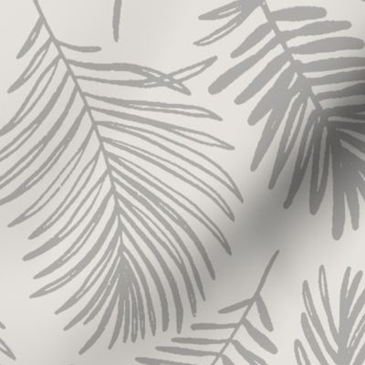 Tropical Palm Leaves | Large Scale | Warm Grey, Medium Grey
