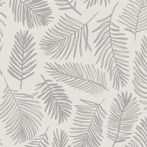 Tropical Palm Leaves | Large Scale | Warm Grey, Medium Grey