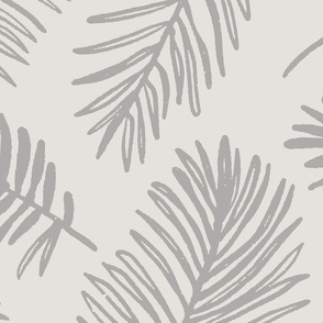 Tropical Palm Leaves | Jumbo Scale | Warm Grey, Medium Grey