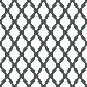 Ogee Trellis Charcoal on Metallic Silver Gold Wallpaper Shiny Traditional Maximalist Home