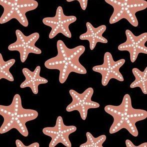 Boho style classic starfish - Summer island ocean vibes beach design sienna on black 