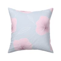 hibiscus outline pink on blue