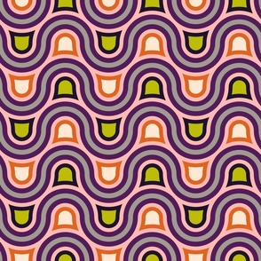 Circular Geometric Wave: Orange Purple and Green 
