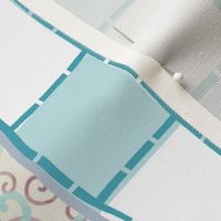 possum checker game placemat - teal and mauve
