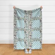possum checker game placemat - teal and mauve