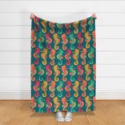 Sea of Seahorses - Teal - Large