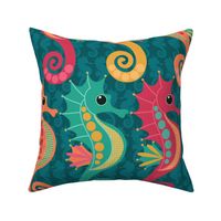 Sea of Seahorses - Teal - Large