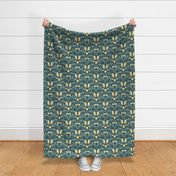 Romantic Yellow wild flowers in teal -small