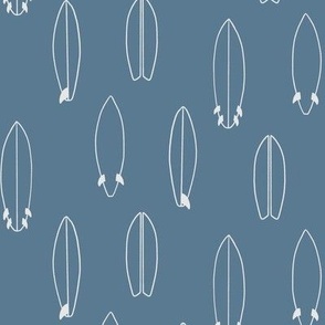 Surfboards | Small Scale | Denim Blue, Pure White | Minimalist hand drawn line art
