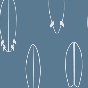 Surfboards | Jumbo Scale | Denim Blue, Pure White | Minimalist hand drawn line art