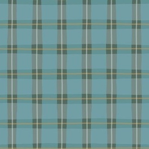 Small Casual Plaid in teal, dark green and tan