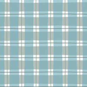 Small Casual Plaid in turquoise, grey, dark green and white