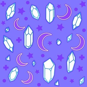 Pastel Magic Crystals, Crescent Moons, and Stars, Purple Colorway