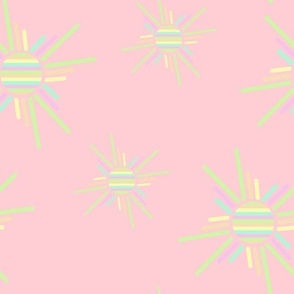 Multicolor Sherbet Striped Suns on Pink